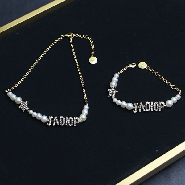 designer jewelry di star letter inlaid pearl necklace net red pearl bracelet, Black
designer jewelry di star letter inlaid pearl necklace net red pearl bracelet, Black