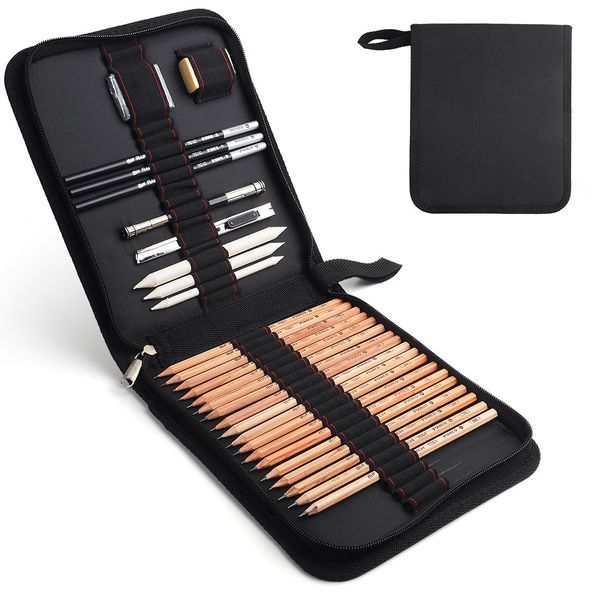 marco 29 pcs professional sketch & drawing art tool kit with graphite pencils, charcoal pencils, paper erasable pen, craft knife c0220
marco 29 pcs professional sketch & drawing art tool kit with graphite pencils, charcoal pencils, paper erasable pen, craft knife c0220