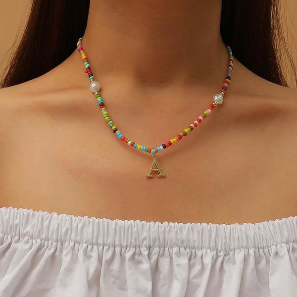pendant necklaces bohemian letter a color rice bead necklace for women european and american fashion personality trend woven jewelry, Silver
pendant necklaces bohemian letter a color rice bead necklace for women european and american fashion personality trend woven jewelry, Silver