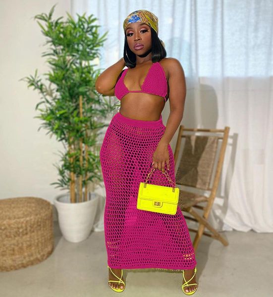 2021 summer fishnet knitted two piece set skirt women hollow out night club suits bra long skirt casual beach outfits, Gray
2021 summer fishnet knitted two piece set skirt women hollow out night club suits bra long skirt casual beach outfits, Gray