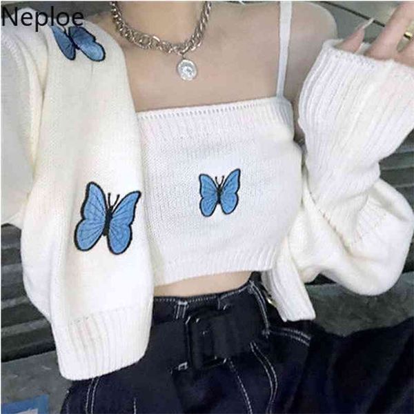 neploe women cardigan butterfly embroidery cropped sweaters two-piece sets korean knit suit fashion black sweater cardigans 210806, White;black
neploe women cardigan butterfly embroidery cropped sweaters two-piece sets korean knit suit fashion black sweater cardigans 210806, White;black