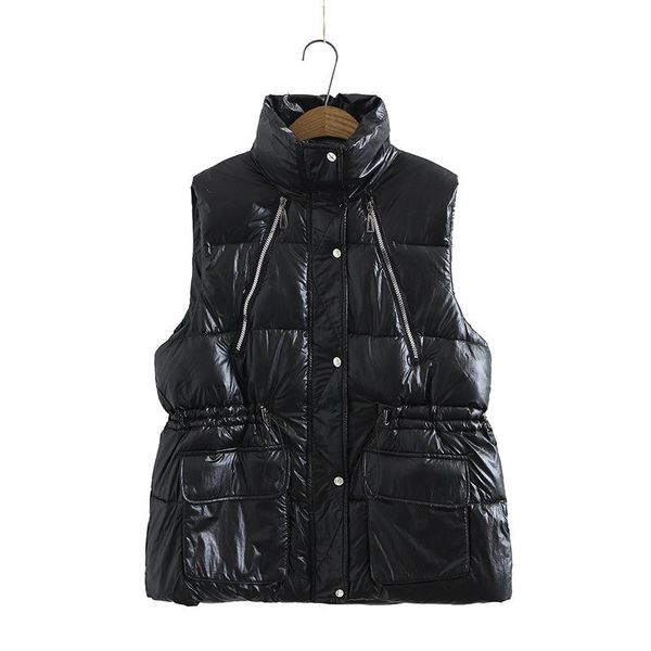 plus size autumn winter women's solid loose vest drawstring stand collar long vest jacket cotton padded warm women waistcoat, Black;white
plus size autumn winter women's solid loose vest drawstring stand collar long vest jacket cotton padded warm women waistcoat, Black;white