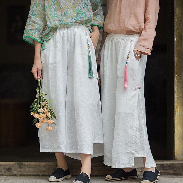 women's pants & capris f20k04 chinese style loose linen wide leg casual autumn versatile, Black;white
women's pants & capris f20k04 chinese style loose linen wide leg casual autumn versatile, Black;white