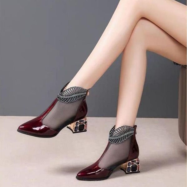 dress shoes 2021 sandals boots women mid heels ankle boot patent leather mesh thick heel pointed toe for woman zip black red
dress shoes 2021 sandals boots women mid heels ankle boot patent leather mesh thick heel pointed toe for woman zip black red