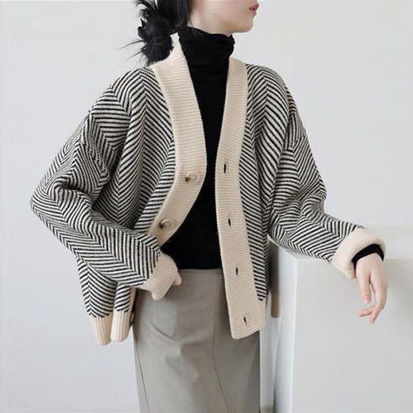 women's knits & tees 2021 autumn striped knitted cardigan sweater for women vintage korean chic long sleeve coat fashion streetwear loo, White
women's knits & tees 2021 autumn striped knitted cardigan sweater for women vintage korean chic long sleeve coat fashion streetwear loo, White