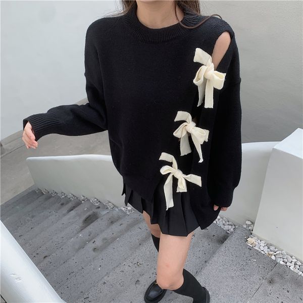 2021 new autumn and winter contrast color split hollow bow tie women loose long-sleeved knitted sweater zolz, White;black
2021 new autumn and winter contrast color split hollow bow tie women loose long-sleeved knitted sweater zolz, White;black