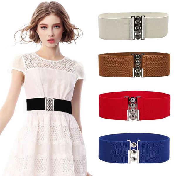 women wide elastic belt canvas buckle waistband stretchy lady dress corset belt, Black;brown
women wide elastic belt canvas buckle waistband stretchy lady dress corset belt, Black;brown