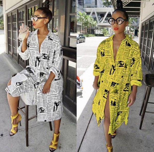 fashion women newspaper print dress casual retro shirtdress turn-down collar long sleeve one-piece spring summer wild mini dress, Black;gray
fashion women newspaper print dress casual retro shirtdress turn-down collar long sleeve one-piece spring summer wild mini dress, Black;gray