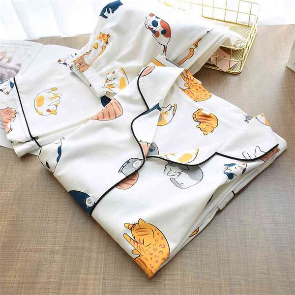 100% cotton pajamas for women cute cat print cartoon home clothes 2pcs set sleepwear female +pants nighties pijama suit 210924, Black;red
100% cotton pajamas for women cute cat print cartoon home clothes 2pcs set sleepwear female +pants nighties pijama suit 210924, Black;red