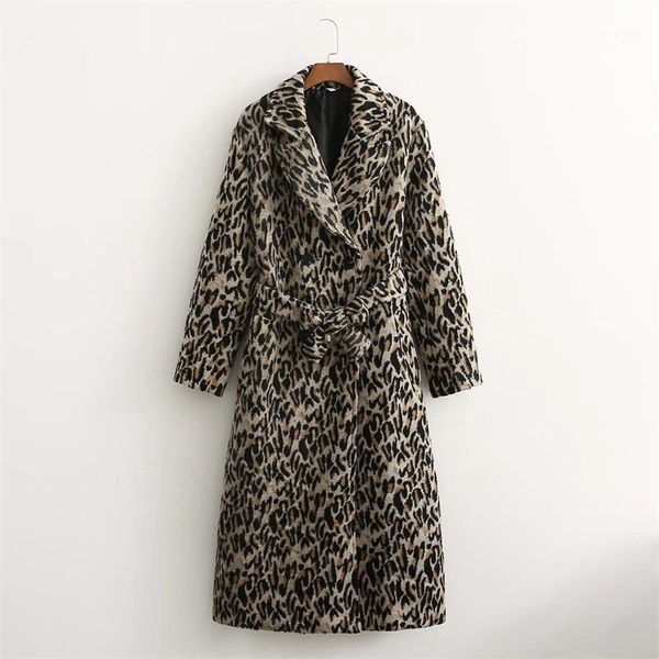 women's wool & blends woman elegant loose leopard long coat 2021 autumn vintage female sashes warm outwear ladies casual lacing button, Black
women's wool & blends woman elegant loose leopard long coat 2021 autumn vintage female sashes warm outwear ladies casual lacing button, Black