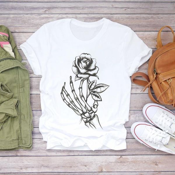 women skull love flower casual 90s halloween fall autumn print lady t-shirts womens graphic t shirt female tee t-shirt, White
women skull love flower casual 90s halloween fall autumn print lady t-shirts womens graphic t shirt female tee t-shirt, White