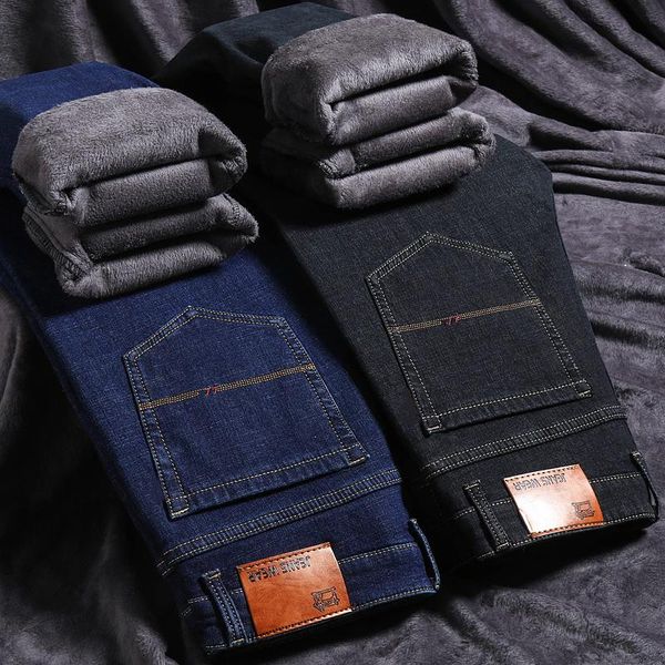 men's jeans black blue fleece 2021 winter fashion loose straight denim trousers male high-end brand stretch thermal pants
men's jeans black blue fleece 2021 winter fashion loose straight denim trousers male high-end brand stretch thermal pants