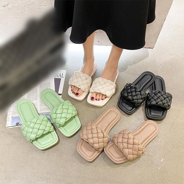 slippers 2021 summer women candy color weave ladies flip flops thick bottom slip on square toe solid hollow out female slides, Black
slippers 2021 summer women candy color weave ladies flip flops thick bottom slip on square toe solid hollow out female slides, Black