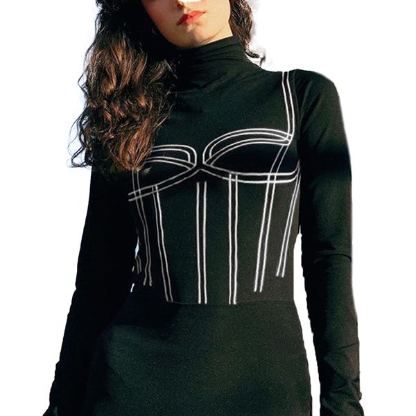 vintage personality print black bodysuit women long sleeve turtleneck slim bodycon skinny club party fashion rompers
vintage personality print black bodysuit women long sleeve turtleneck slim bodycon skinny club party fashion rompers
