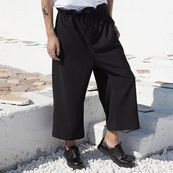 men's pants men drawstring waist wide leg casual straight pant male fashion loose harem trousers japan streetwear for, Black
men's pants men drawstring waist wide leg casual straight pant male fashion loose harem trousers japan streetwear for, Black
