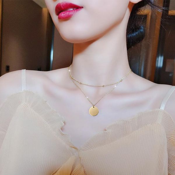 chains round piece coin double necklace cold wind clavicle chain pendant niche simple ins jewelry korean version, Silver
chains round piece coin double necklace cold wind clavicle chain pendant niche simple ins jewelry korean version, Silver