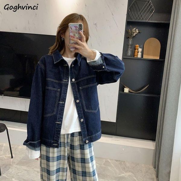 women's jackets basic women button turn-down collar outwears womens vintage harajuku bf casual all match denim coats simple chic ins, Black;brown
women's jackets basic women button turn-down collar outwears womens vintage harajuku bf casual all match denim coats simple chic ins, Black;brown