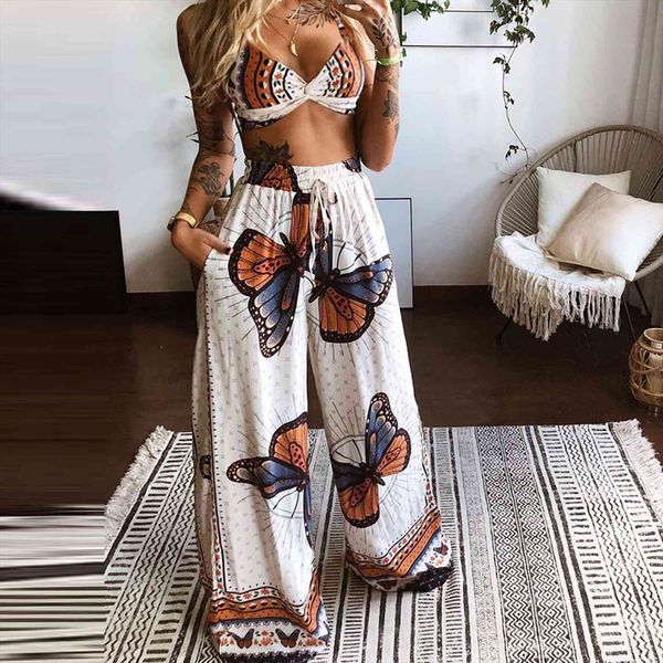 summer suits fashion boho womens pants casual printed sleeveless camis long wide leg 2 piece set, White
summer suits fashion boho womens pants casual printed sleeveless camis long wide leg 2 piece set, White