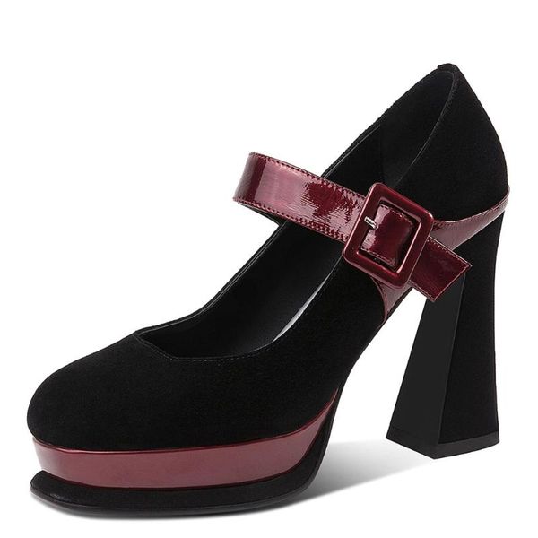dress shoes 2021 design vintage mary janes platform high heels 100% suede leather party office lady pumps woman, Black
dress shoes 2021 design vintage mary janes platform high heels 100% suede leather party office lady pumps woman, Black