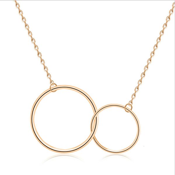 925 sterling silver double ring necklace simple fashion creative popular, Black 
925 sterling silver double ring necklace simple fashion creative popular, Black