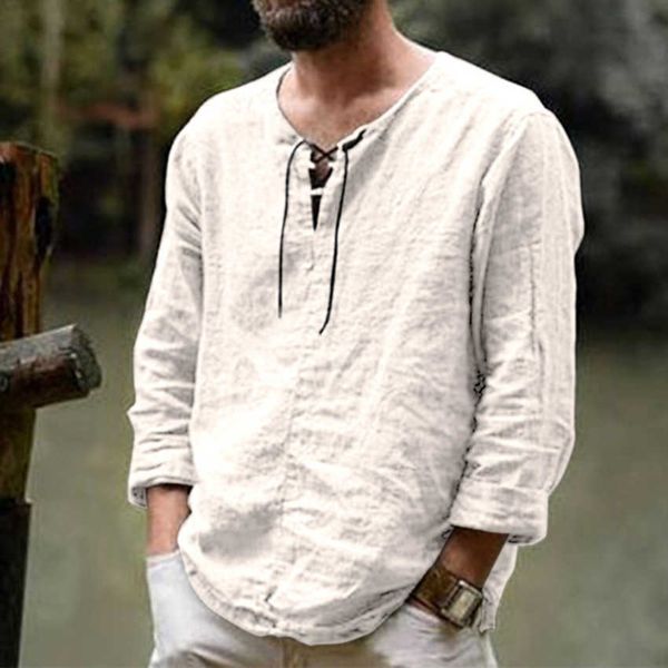 men's medieval lapel shirt long sleeve drama stage drs solid color loose strap top, White;black
men's medieval lapel shirt long sleeve drama stage drs solid color loose strap top, White;black