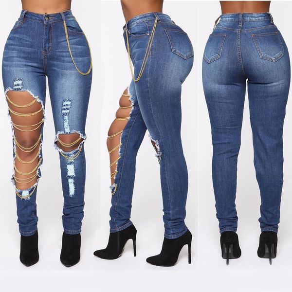 women's jeans 2021 trendy woman ripped denim high waist boyfriend chain fashion long regular pencil, Blue
women's jeans 2021 trendy woman ripped denim high waist boyfriend chain fashion long regular pencil, Blue