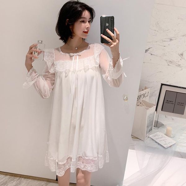 white sleepwear lady spring autumn long sleeve nightdress loose women princess nightgowns comfortable, Black;red
white sleepwear lady spring autumn long sleeve nightdress loose women princess nightgowns comfortable, Black;red