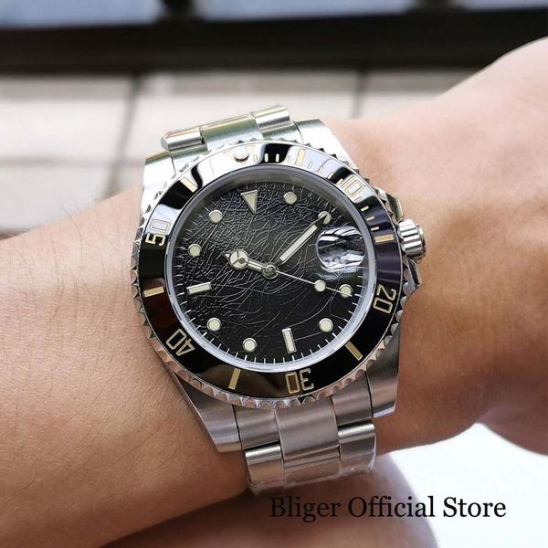 bliger 40mm with irregular pattern dial ceramic bezel sapphire glass sterile watch mental strap, Slivery;brown
bliger 40mm with irregular pattern dial ceramic bezel sapphire glass sterile watch mental strap, Slivery;brown