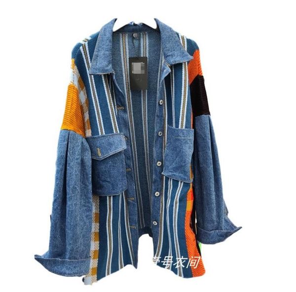 women's jackets 2021 early autumn loose and thin mid-length knit outer stitching denim jacket female trend, Black;brown
women's jackets 2021 early autumn loose and thin mid-length knit outer stitching denim jacket female trend, Black;brown