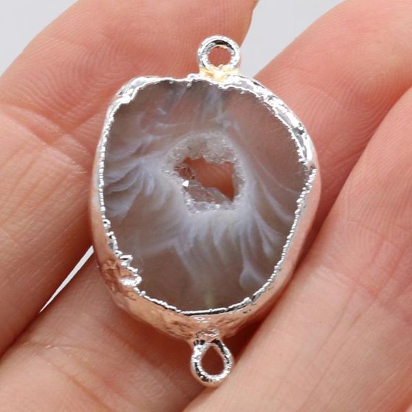 charms natural stone semi-precious grey agate connector pendant suitable for jewelry making diy necklaceearringaccessories30x35mm, Bronze;silver
charms natural stone semi-precious grey agate connector pendant suitable for jewelry making diy necklaceearringaccessories30x35mm, Bronze;silver
