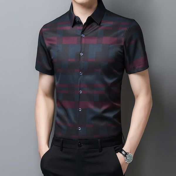 men's dress shirts summer men shirt short sleeve plaid casual slim fit camisa masculina clothing c776, White;black
men's dress shirts summer men shirt short sleeve plaid casual slim fit camisa masculina clothing c776, White;black