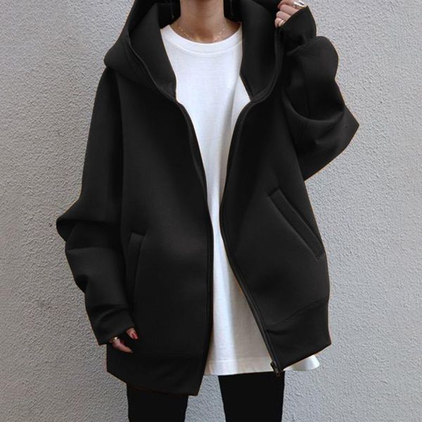 women's hoodies & sweatshirts winter cool oversized zip-up korean style street long sleeve hooded zipper solid color casual sweatshirt, Black
women's hoodies & sweatshirts winter cool oversized zip-up korean style street long sleeve hooded zipper solid color casual sweatshirt, Black