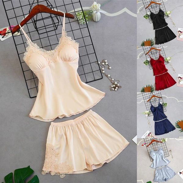 women silk-like pyjamas casual lace suspenders nightdress sleepwear pants short sleeve two-piece suit plus size, Black;red
women silk-like pyjamas casual lace suspenders nightdress sleepwear pants short sleeve two-piece suit plus size, Black;red