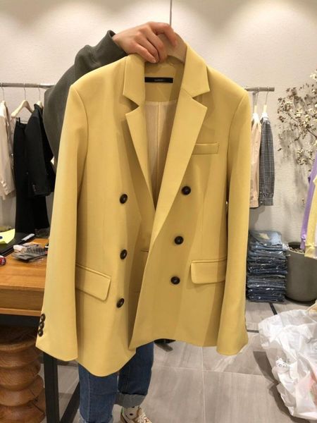 women's suits & blazers superaen 2021 autumn fashion simple solid all match double-breasted notched suit jacket woman, White;black
women's suits & blazers superaen 2021 autumn fashion simple solid all match double-breasted notched suit jacket woman, White;black