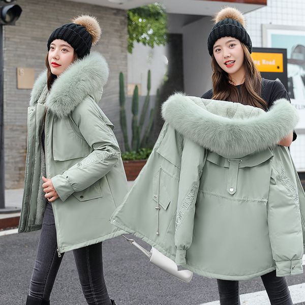 women slim velvet liner thicken hooded parka with big fur collar outerwear winter jacket embroidered coat, Black
women slim velvet liner thicken hooded parka with big fur collar outerwear winter jacket embroidered coat, Black