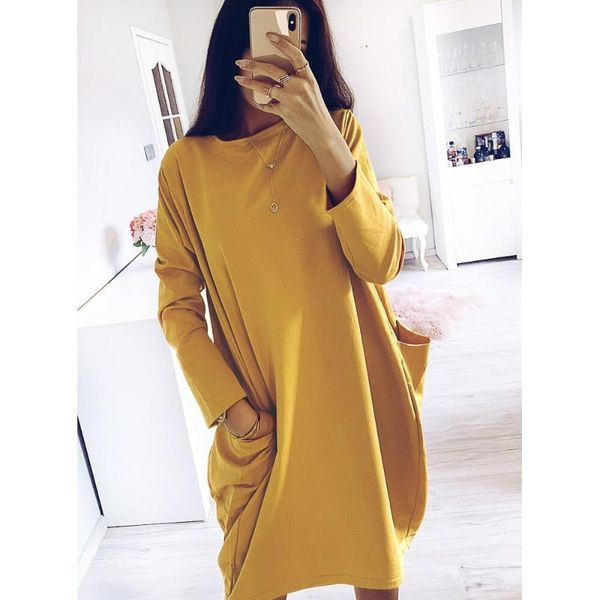 casual dresses gumprun 2021 women fall winter dress o neck long sleeve loose oversize pockets tunic, Black;gray
casual dresses gumprun 2021 women fall winter dress o neck long sleeve loose oversize pockets tunic, Black;gray