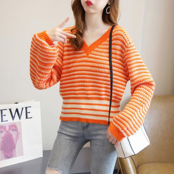 women's sweaters short sweater pullover 2021 autumn loose and idle wind net red high waist v-neck top, White;black
women's sweaters short sweater pullover 2021 autumn loose and idle wind net red high waist v-neck top, White;black