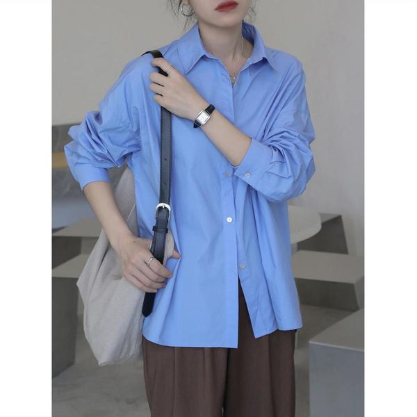 women's blouses & shirts 2021 korean style single breasted blue long-sleeved shirt female fashion casual solid color temperament loose, White
women's blouses & shirts 2021 korean style single breasted blue long-sleeved shirt female fashion casual solid color temperament loose, White