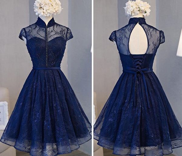 navy new blue pearls lace evening high neck knee length prom formal es party 2021 vestidos de festa xusheng98 hv81, Black;red
navy new blue pearls lace evening high neck knee length prom formal es party 2021 vestidos de festa xusheng98 hv81, Black;red