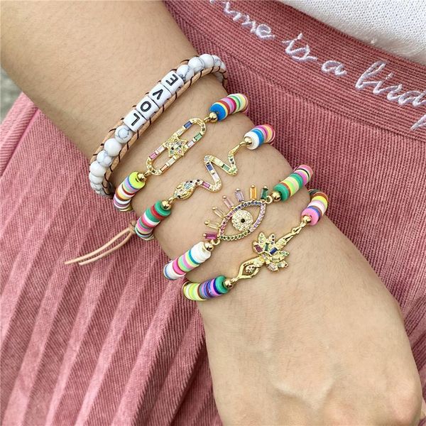 charm bracelets 2021 cz rainbow angel star eyes snake bracelet for woman 6mm polymer clay mixed color wristband jewelry1, Golden;silver
charm bracelets 2021 cz rainbow angel star eyes snake bracelet for woman 6mm polymer clay mixed color wristband jewelry1, Golden;silver