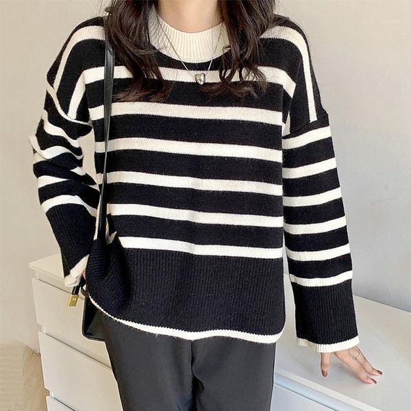 women's sweaters bethquenoy white striped knit women pullover truien dames o-neck knitted woman winter clothes 2021 sueters de mujer, White;black
women's sweaters bethquenoy white striped knit women pullover truien dames o-neck knitted woman winter clothes 2021 sueters de mujer, White;black