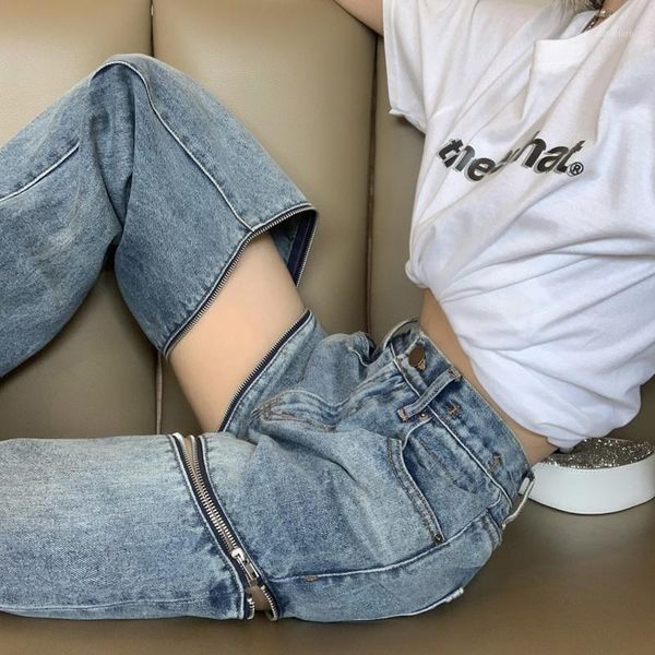 women's jeans womenzipper women 2021 high waist slimming straight loose design long pants, Blue
women's jeans womenzipper women 2021 high waist slimming straight loose design long pants, Blue