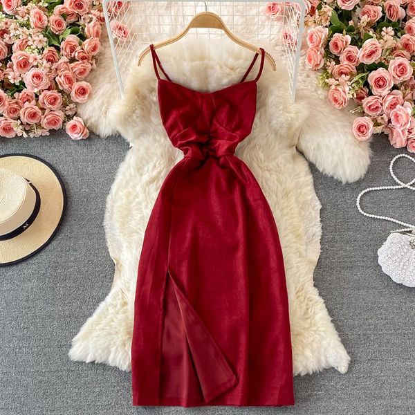 casual dresses 2021 autumn french strapless dress with backless slim waist girl super fairy medium long split corduroy women party, Black;gray
casual dresses 2021 autumn french strapless dress with backless slim waist girl super fairy medium long split corduroy women party, Black;gray