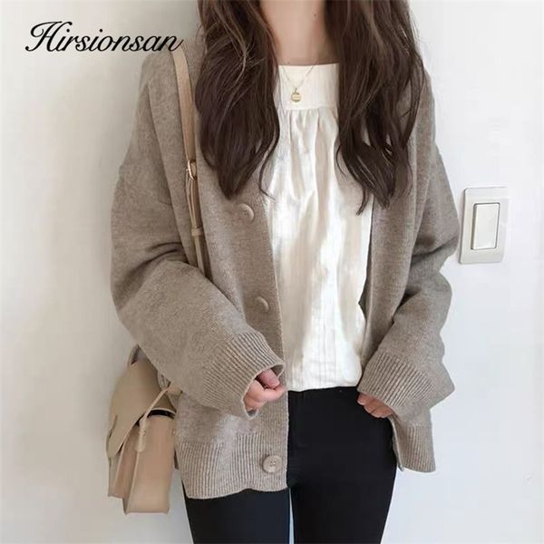 hirsionsan soft knitted cardigan women autumn winter korean v neck khaki sweater for girls chic oversized ladies clothes 210812, White
hirsionsan soft knitted cardigan women autumn winter korean v neck khaki sweater for girls chic oversized ladies clothes 210812, White