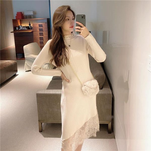 casual dresses women's half turtleneck lace knitted winter long sleeve elegant midi korean dress loose vintage slim maxi vestido, Black;gray
casual dresses women's half turtleneck lace knitted winter long sleeve elegant midi korean dress loose vintage slim maxi vestido, Black;gray