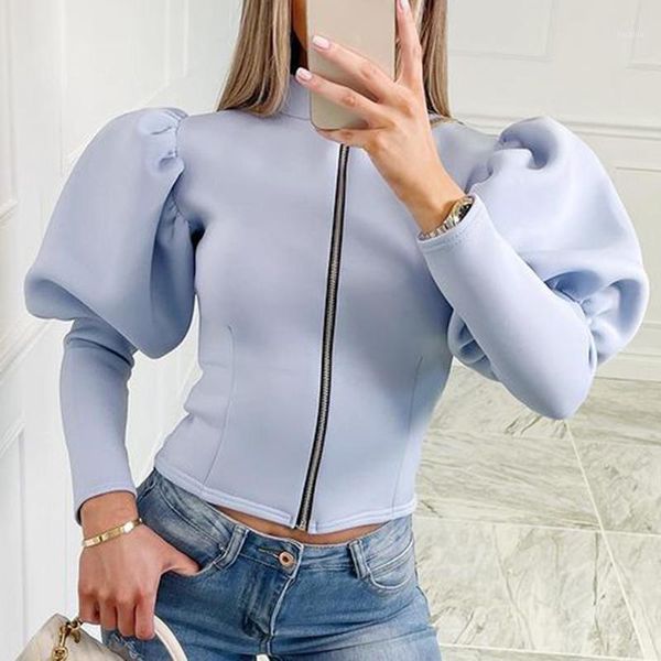 women's jackets zoepo stand collar spring women fashion puff sleeve slim short coats elegant zipper solid female ladies, Black;brown
women's jackets zoepo stand collar spring women fashion puff sleeve slim short coats elegant zipper solid female ladies, Black;brown