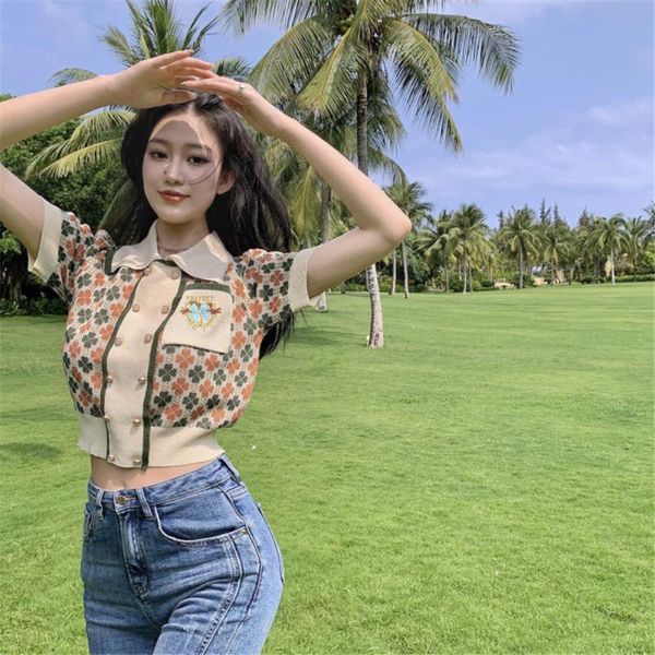 women's t-shirt small fragrance thin short-sleeved summer 2021 lapel print short all-match sweater fashion slim fit appa, White
women's t-shirt small fragrance thin short-sleeved summer 2021 lapel print short all-match sweater fashion slim fit appa, White