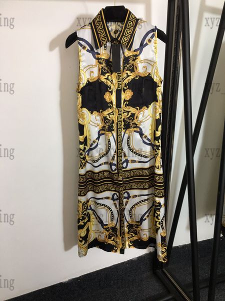 golden portrait womens designer dress sleeveless shirts dresses 2022 summer vintage print high-end polo collar waist drawstring design sleev, Black;gray
golden portrait womens designer dress sleeveless shirts dresses 2022 summer vintage print high-end polo collar waist drawstring design sleev, Black;gray
