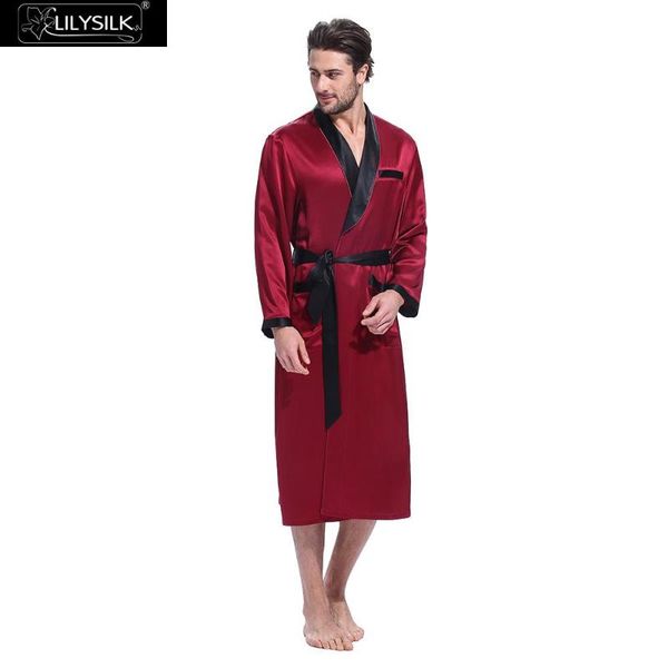 lilysilk robe male natural chinese silk bathrobe for men sleepwear kimono contrast color designer long sleeve belt tier pockets, Black;brown
lilysilk robe male natural chinese silk bathrobe for men sleepwear kimono contrast color designer long sleeve belt tier pockets, Black;brown