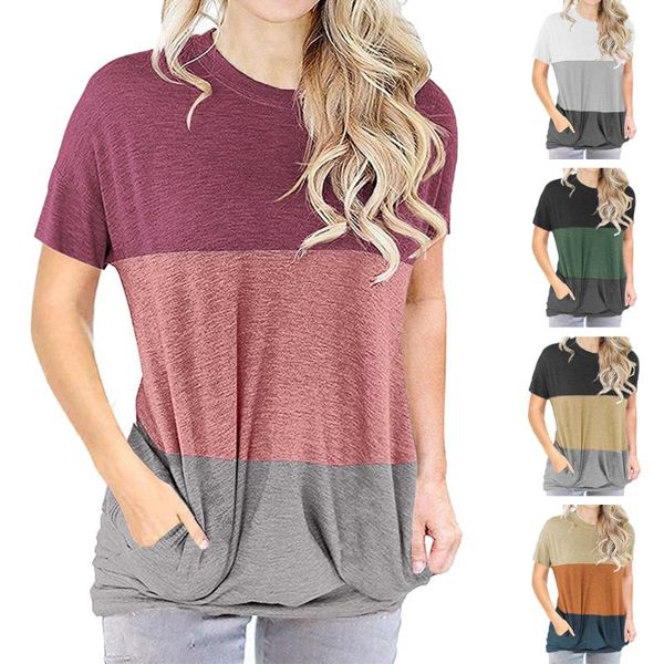 women's t-shirt plus size tees fashion color block patchwork with pockets round neck short sleeve female casual loose, White
women's t-shirt plus size tees fashion color block patchwork with pockets round neck short sleeve female casual loose, White